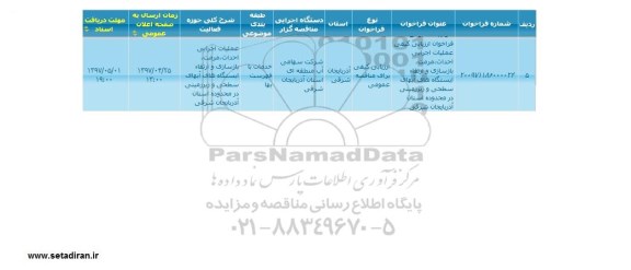مناقصه ، مناقصه عملیات اجرایی احداث، مرمت، بازسازی ارتقاء 