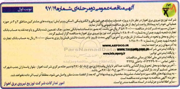 مناقصه ، مناقصه پروژه خدمات ساماندهی فیزیکی و الکترونیکی