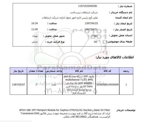 استعلام, ماژول SFP شبکه
