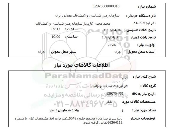 استعلام, تابلو 