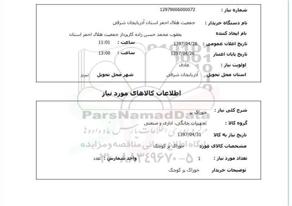 استعلام, خوراک پز 