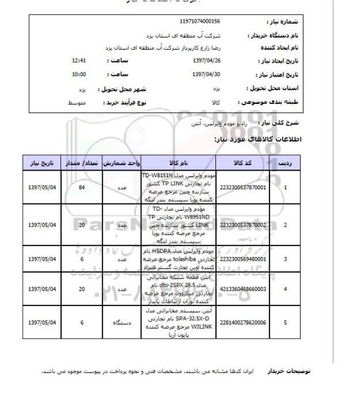 استعلام, رادیو مودم وایرلس، آنتن