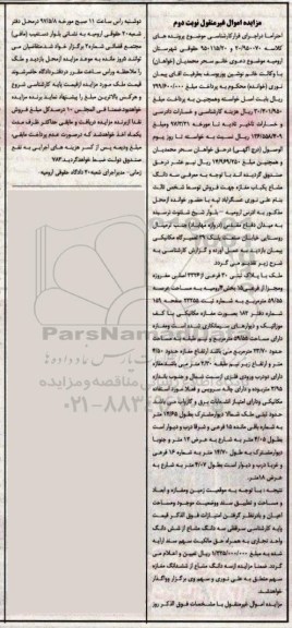 مزایده,مزایده سه دانگ مشاع مغازه عرصه 59.55متر