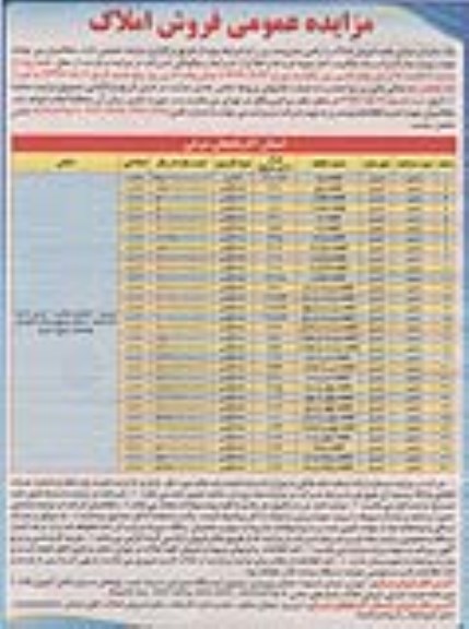 مزایده,مزایده فروش املاک و اراضی کاربری تجاری مسکونی