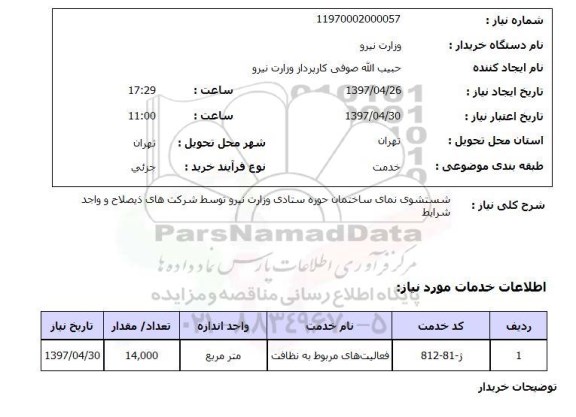 استعلام,استعلام شستشوی نمای ساختمان حوزه ستادی ...