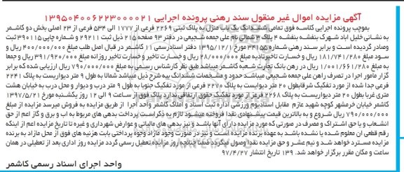 مزایده,مزایده ششدانگ یکباب منزل بخش دو کاشمر
