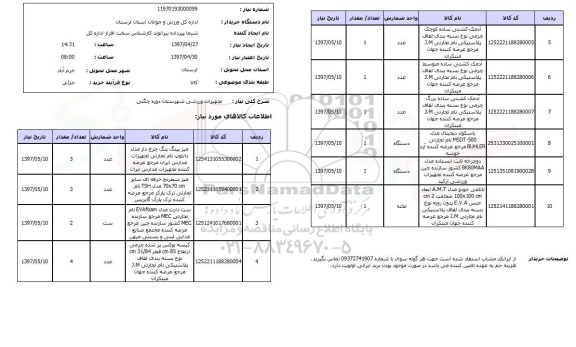 استعلام,تجهیزات ورزشی