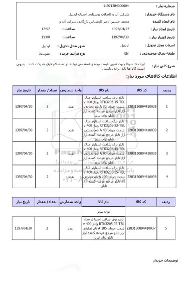 استعلام, استعلام تابلو برق...