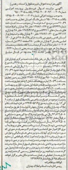 مزایده,مزایده ششدانگ اعیان تجاری مساحت 190.69متر