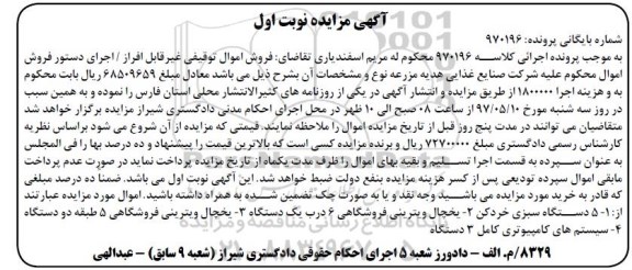 مزایده , مزایده دستگاه سبزی خرد کن...