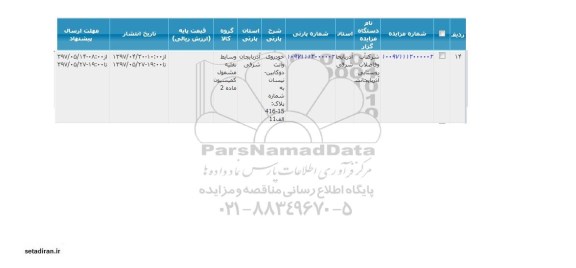 مزایده, مزایده خودروی وانت دو کابین نیسان