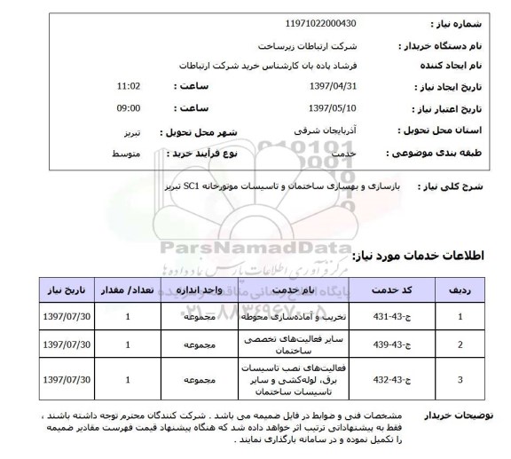 استعلام , استعلام بازسازی و بهسازی ساختمان