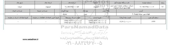 مزایده زمین تجاری