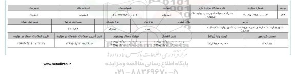 مزایده زمین تجاری مساحت عرصه 1206.28متر