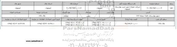 مزایده زمین تجاری مساحت عرصه 1480.45متر