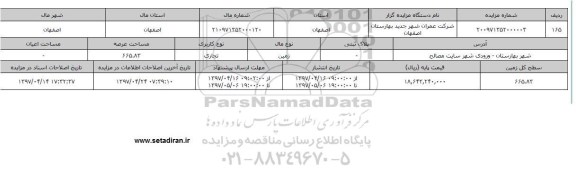 مزایده زمین کاربری تجاری مساحت عرصه 665.83متر