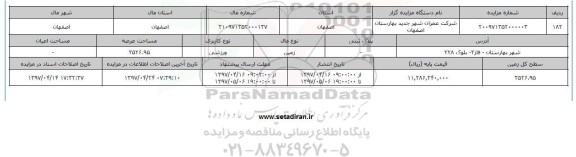 مزایده زمین کاربری ورزشی مساحت عرصه 3526.95متر