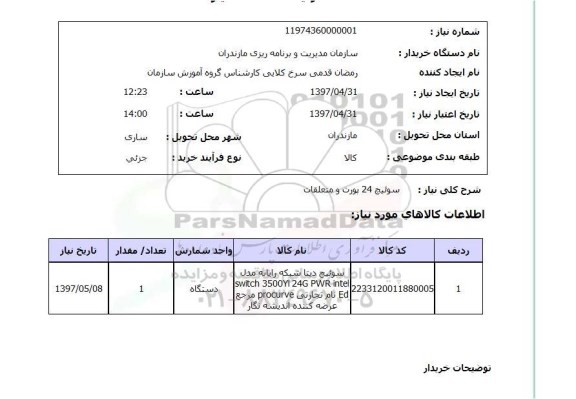 استعلام, استعلام سوئیچ 24 پورت و متعلقات