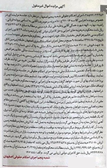 مزایده, مزایده ملک بصورت مغازه مساحت 25 متر