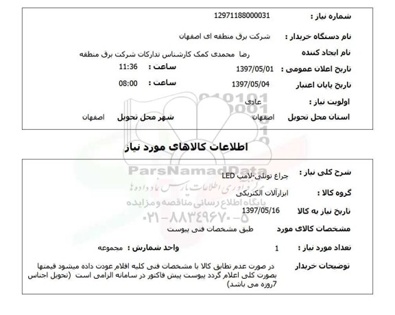 استعلام, چراغ تونلی - لامپ LED