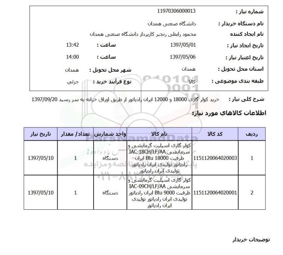استعلام,استعلام خرید کولر گازی