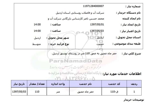 استعلام, ​حفر چاه عمیق