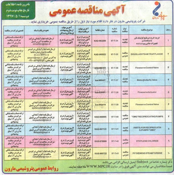 مناقصه عمومی, مناقصه عمومی خرید دو پکیج کولینگ تاور با مشخصات و تجهیزات و... نوبت دوم