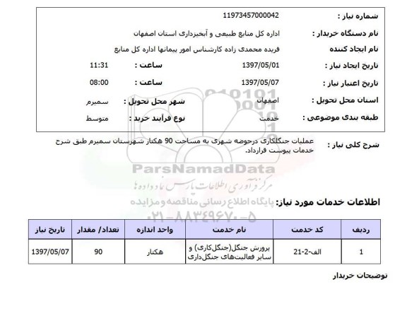 استعلام, عملیات جنگلکاری در حوضچه شهری
