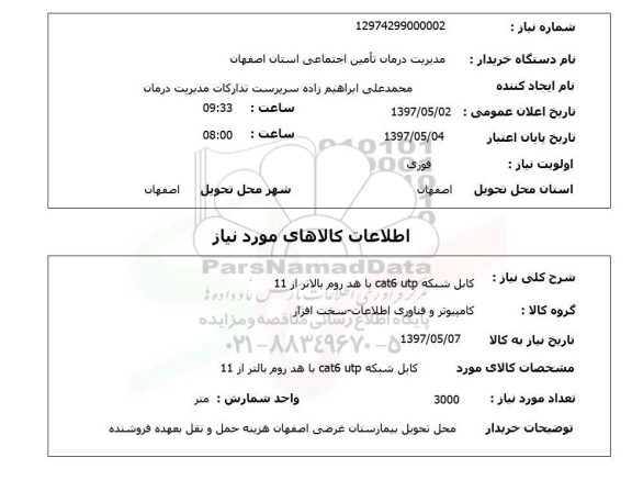 استعلام,  کابل شبکه cat6 utp با هد روم بالاتر از 11