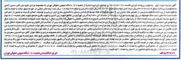 اگهی مزایده , مزایده ملک و هفتاد توپ مانتو