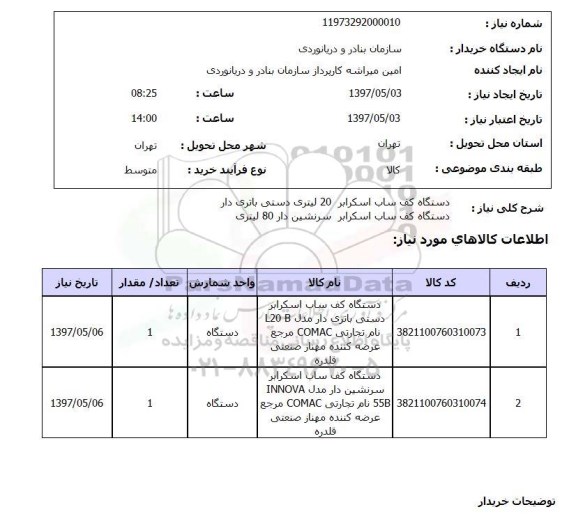 استعلام,استعلام دستگاه کف ساب اسکرابر 