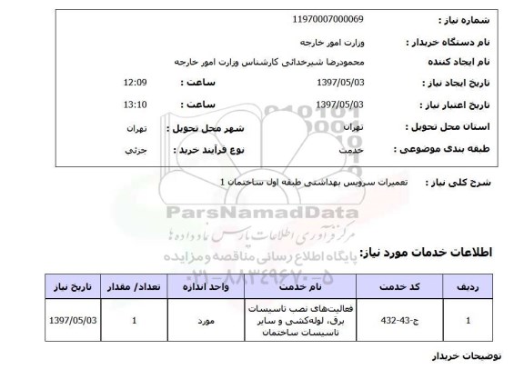 استعلام,تعمیرات سرویس بهداشتی