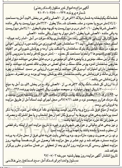 مزایده,مزایده ششدانگ یکباب خانه مساحت 474.40متر