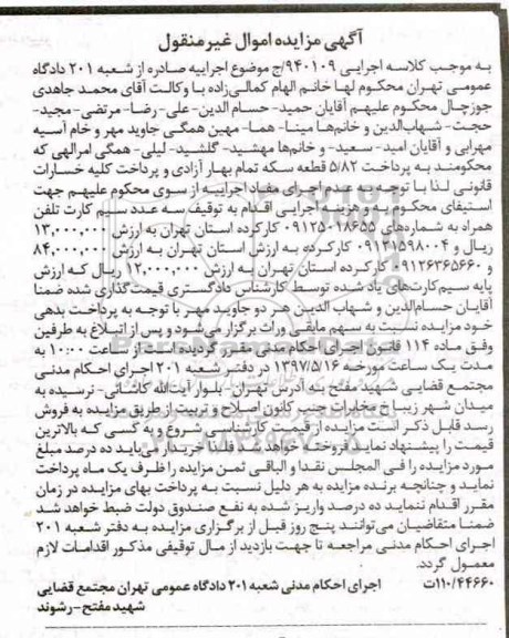 مزایده, مزایده سه عدد سیم کارت تلفن همراه