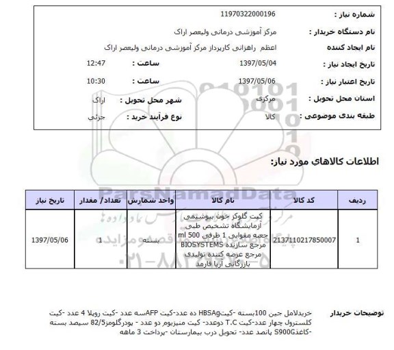 استعلام, استعلام کیت گلوکز خون ...