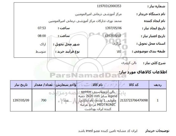 استعلام, بالن کرونری 