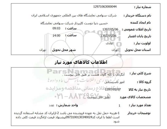 استعلام, استعلام  آبگردان یا کله گاوی هشت پر  ..