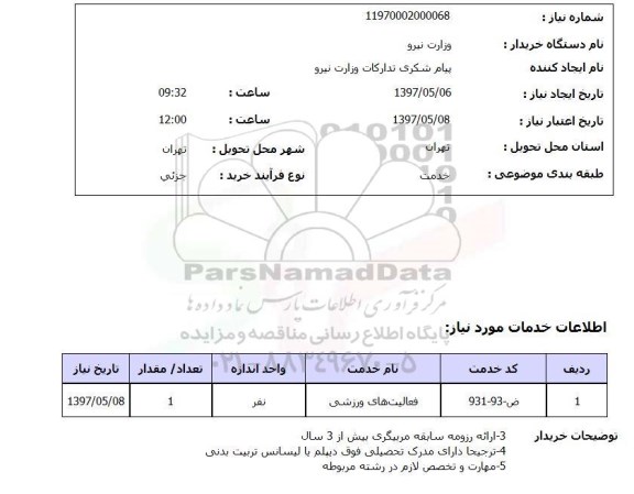 استعلام, فعالیت های ورزشی
