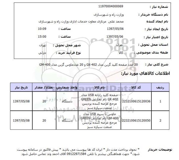 استعلام, صفحه کلید گرین و ماوس