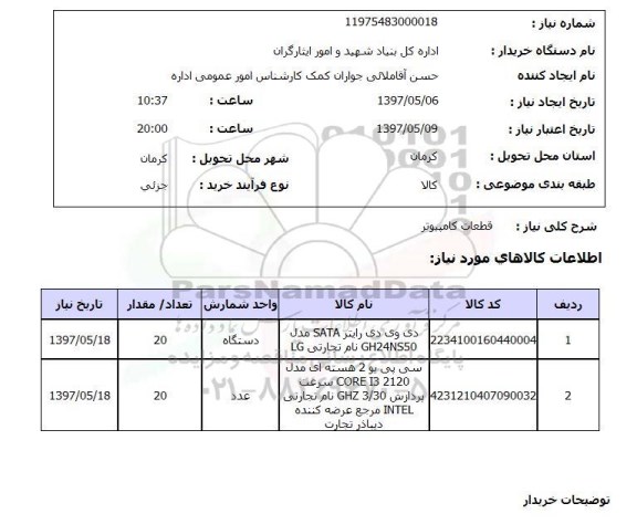 استعلام , استعلام قطعات کامپیوتر 
