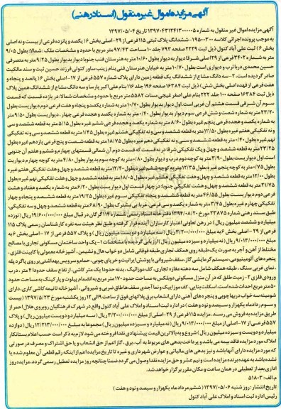 مزایده,مزایده ششدانگ پلاک ثبتی 115 فرعی و سه دانگ مشاع از زمین پلاک 557