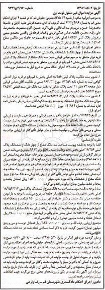 مزایده ,مزایده پلاک ثبتی 18/256 اصلی بخش 8 قم نوبت اول