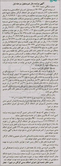 مزایده ,مزایده یک قطعه زمین مساحت 1000 متر نوبت اول