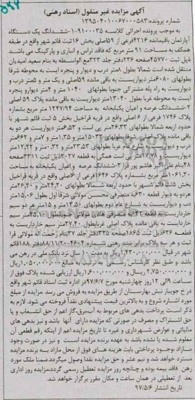 مزایده ,مزایده ششدانگ آپارتمان و دو باب خانه 