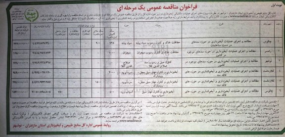 مناقصه عمومی, فراخوان مطالعه و اجرای عملیات آبخیزداری در حوزه سدها و...