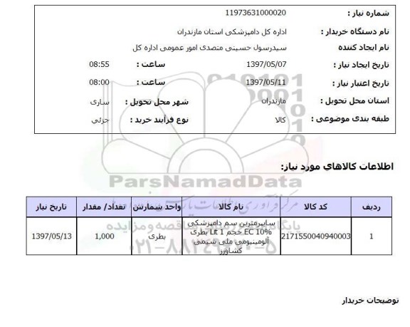 استعلام, سایبرمترین سم دامپزشکی