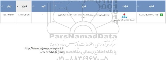 استعلام, استعلام ​وسایل برقی شامل پریز MK ، سه شاخه MK، بالادست، ...97.05.07