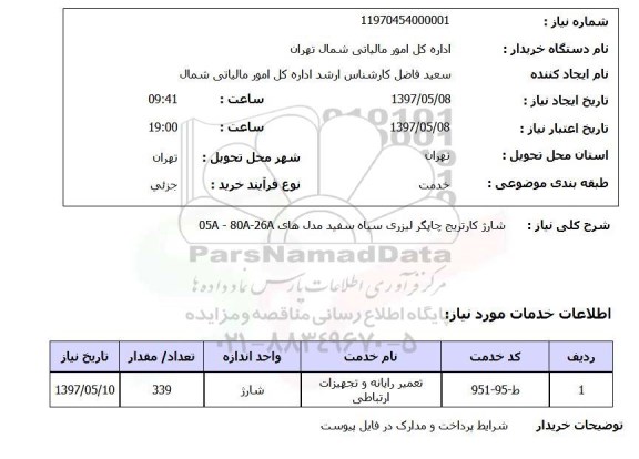 استعلام, شارژ کارتریج چاپگر لیزری سیاه سفید 