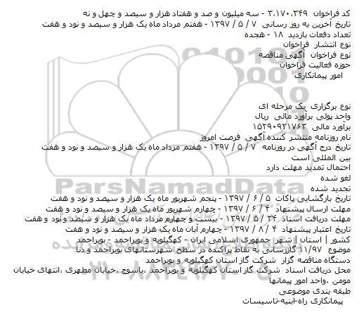 مناقصه , مناقصه گازرسانی به نقاط پراکنده 