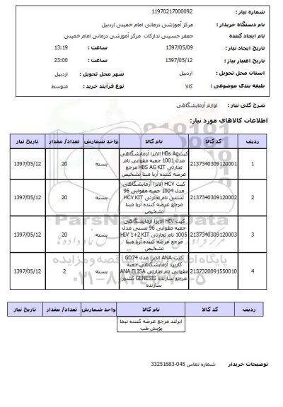 استعلام,استعلام لوازم آزمایشگاهی
